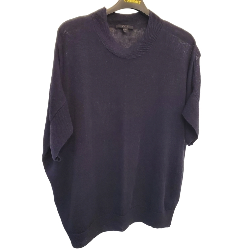 COS Medium Linen Silk Blend Short Sleeve Top Lagenlook Sheer - Picture 2 of 10